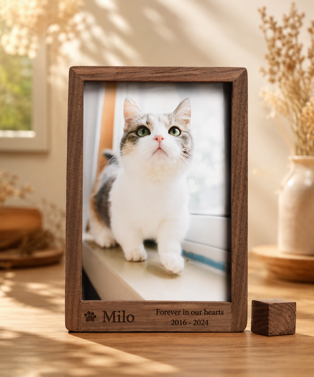 Personalized Pet Memorial Frame Engraved Name Date Gift for Dog Mom Cat Lover Friend Her Sympathy Rainbow Bridge Keepsake with Printed Photo
