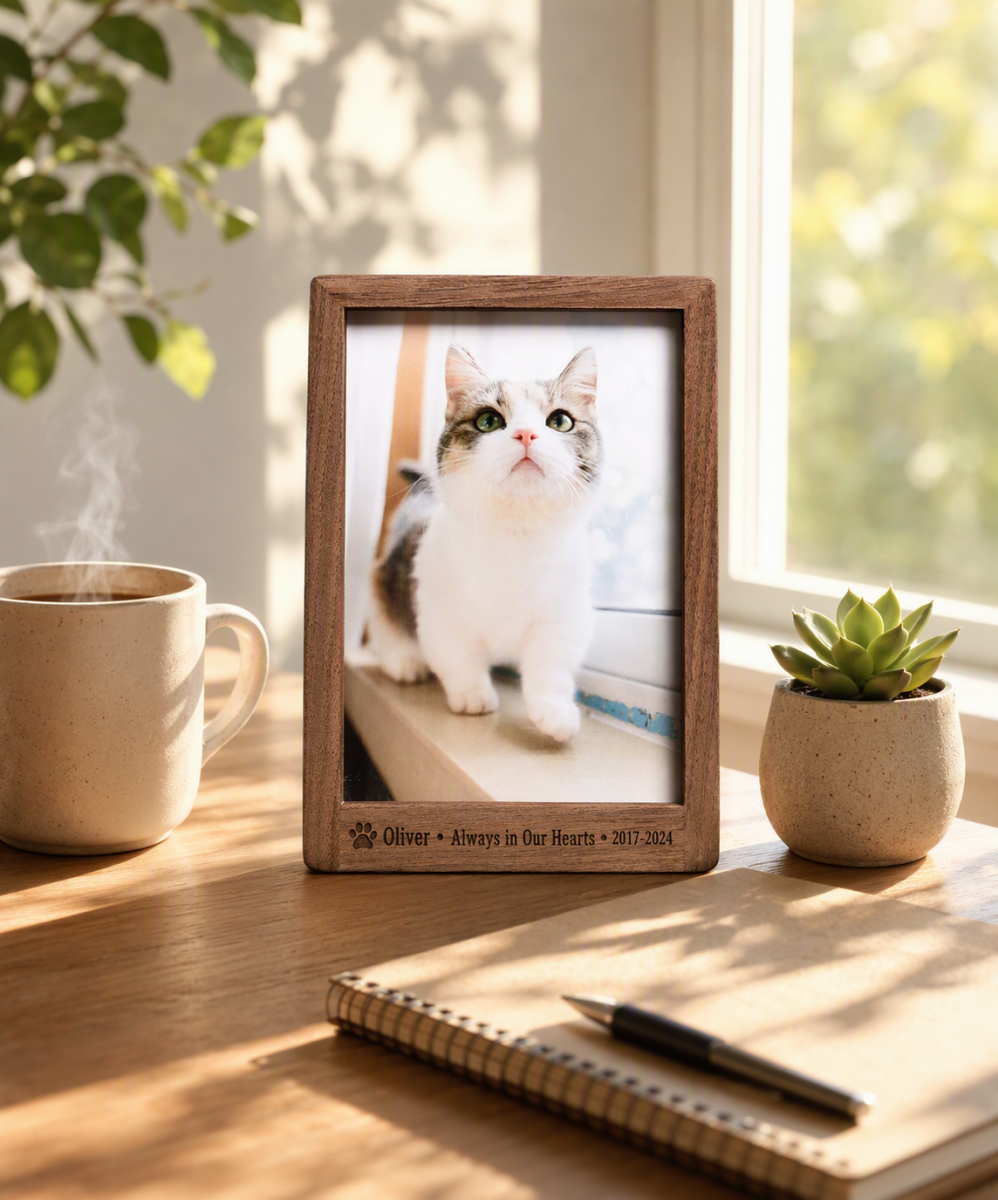 Personalized Pet Memorial Frame Engraved Name Date Gift for Dog Mom Cat Lover Friend Her Sympathy Rainbow Bridge Keepsake with Printed Photo
