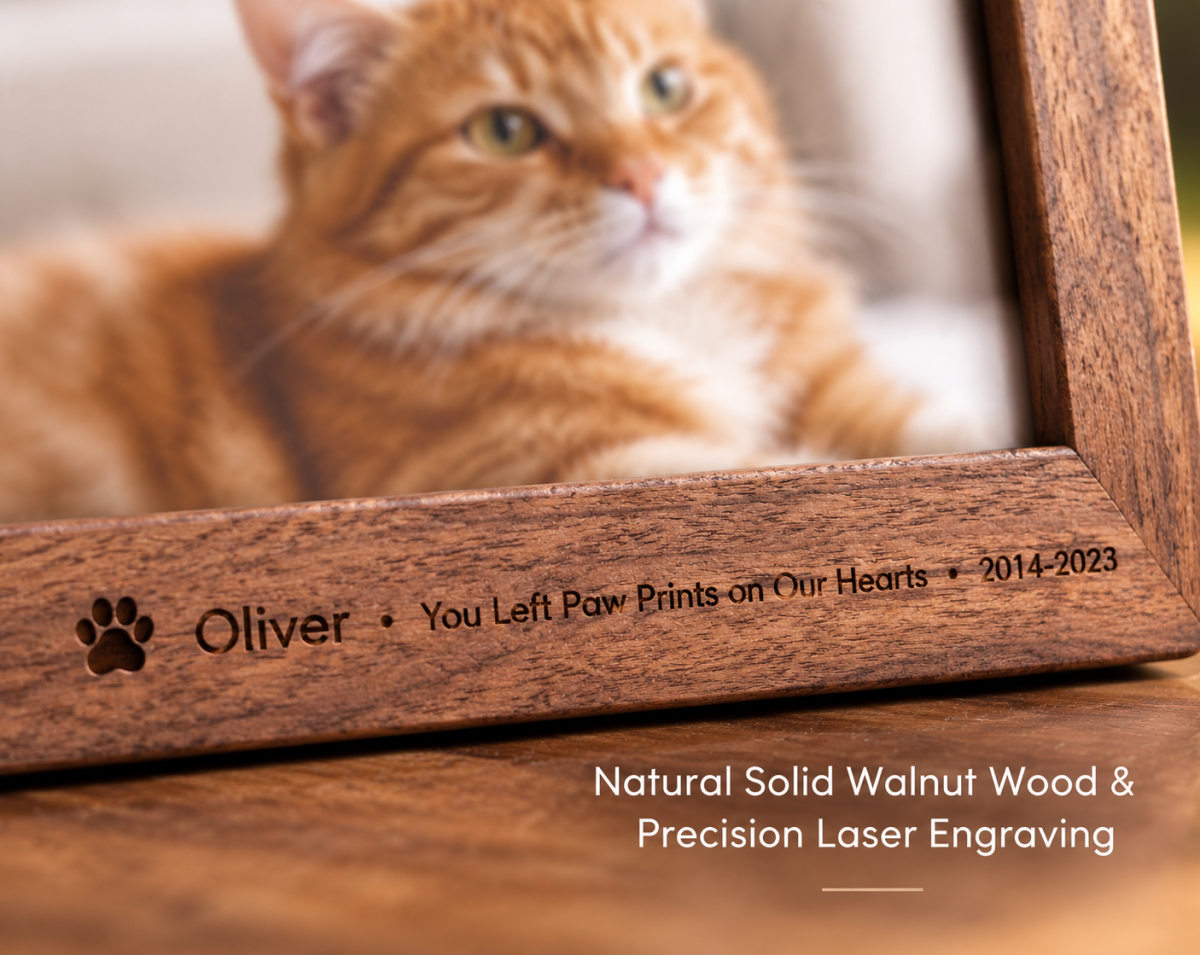 Custom Pet Memorial Frame Engraved Name Date Photo, Tribute Gift for Cat Mom Dog Dad Wife Husband, Remembrance Memories Condolence Keepsake