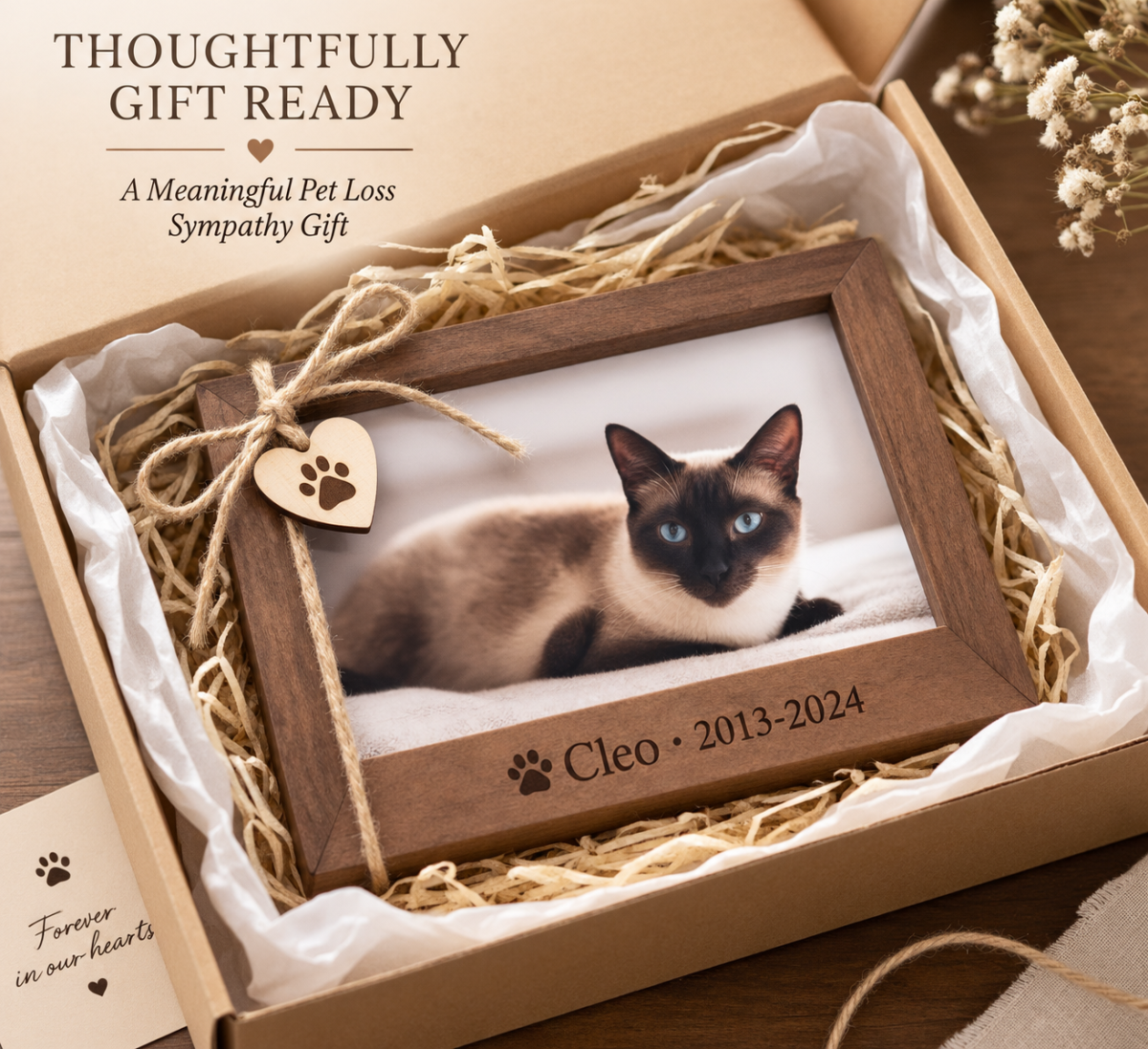 Custom Pet Memorial Frame Engraved Name Date Photo, Tribute Gift for Cat Mom Dog Dad Wife Husband, Remembrance Memories Condolence Keepsake