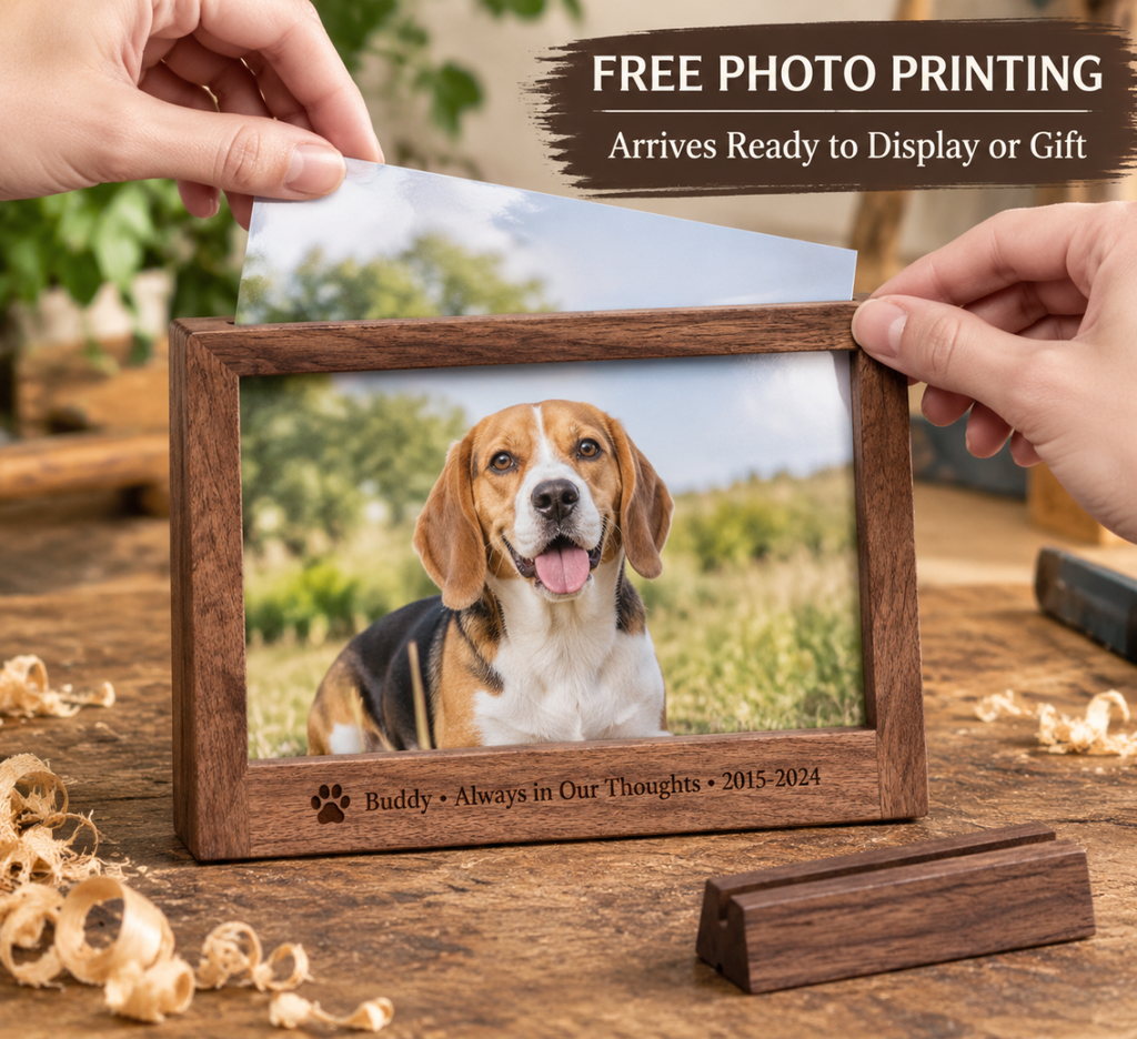 Custom Pet Memorial Frame Engraved Name Date Photo, Tribute Gift for Cat Mom Dog Dad Wife Husband, Remembrance Memories Condolence Keepsake