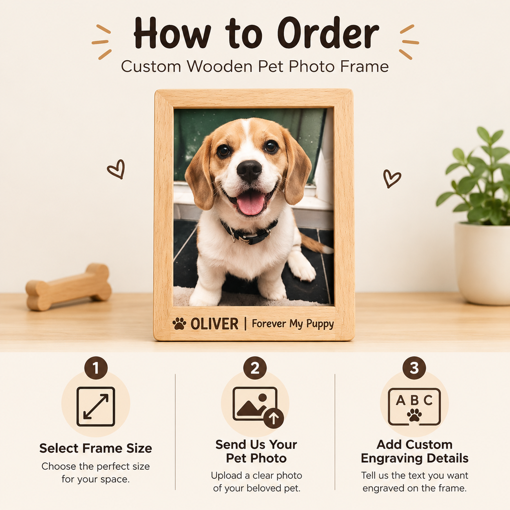 Personalized Solid Beech Wood Pet Memorial Frame with Free Photo Print | Rainbow Bridge Keepsake