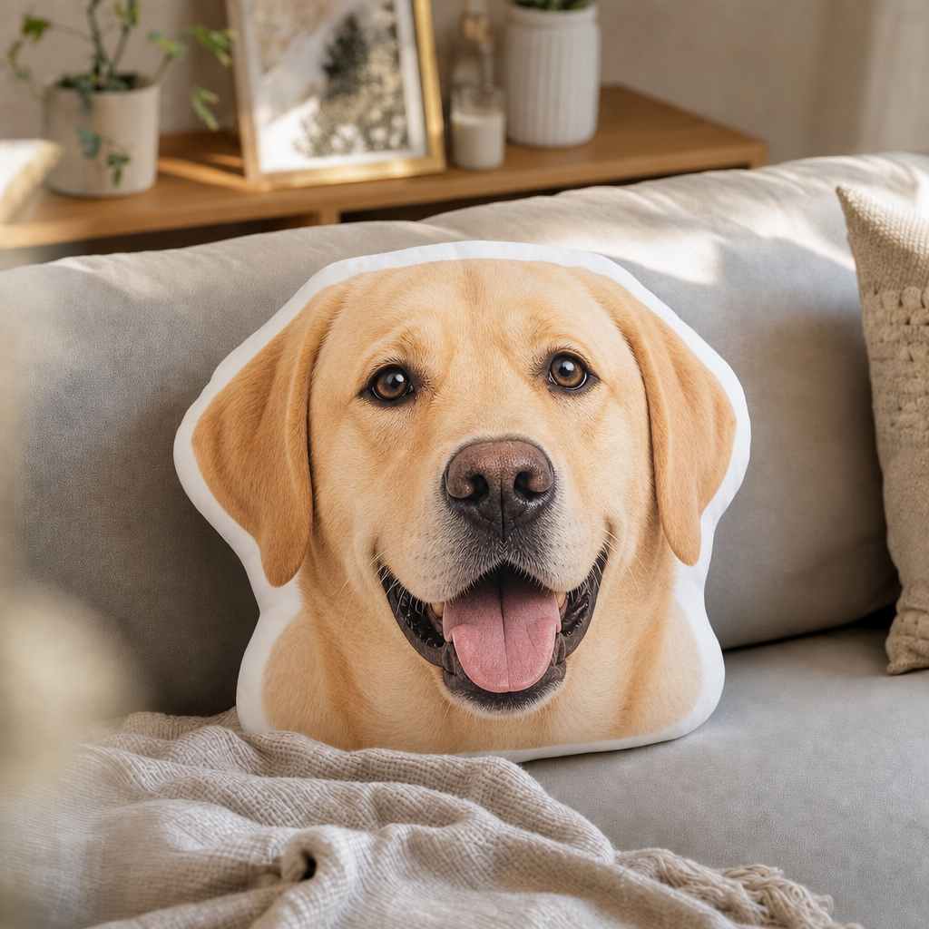 Custom Labrador Retriever Shaped Pillow - Double-Sided Photo Plush Dog Face Cushion | Gift for Lab Mom & Dad
