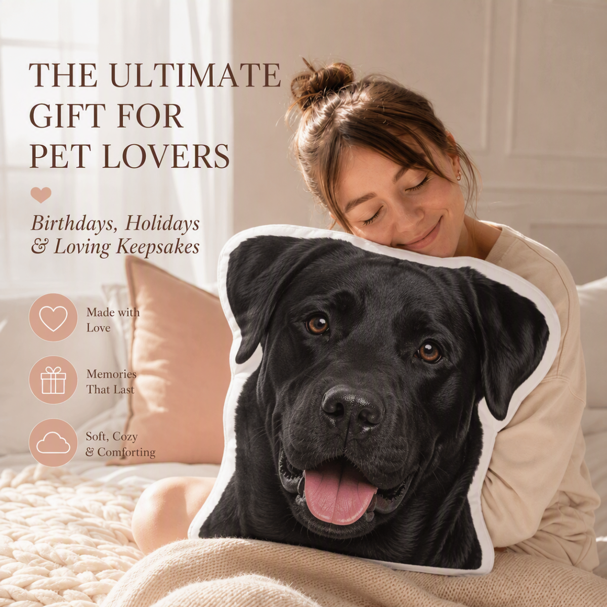 Custom Labrador Retriever Shaped Pillow - Double-Sided Photo Plush Dog Face Cushion | Gift for Lab Mom & Dad