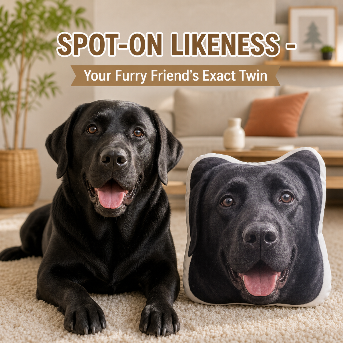 Custom Labrador Retriever Shaped Pillow - Double-Sided Photo Plush Dog Face Cushion | Gift for Lab Mom & Dad