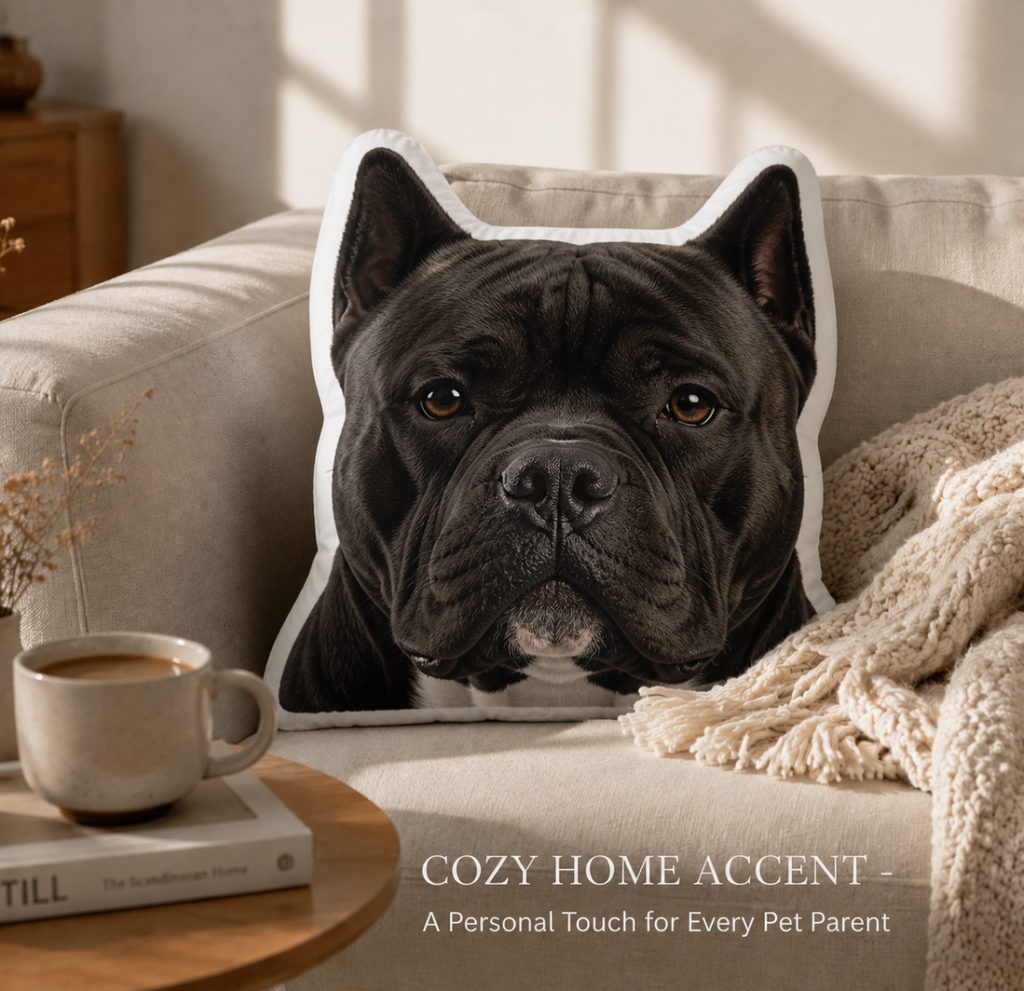 Custom American Bully Face Pillow - Personalized Double-Sided Dog Photo Shaped Plush Cushion for Bully Lovers