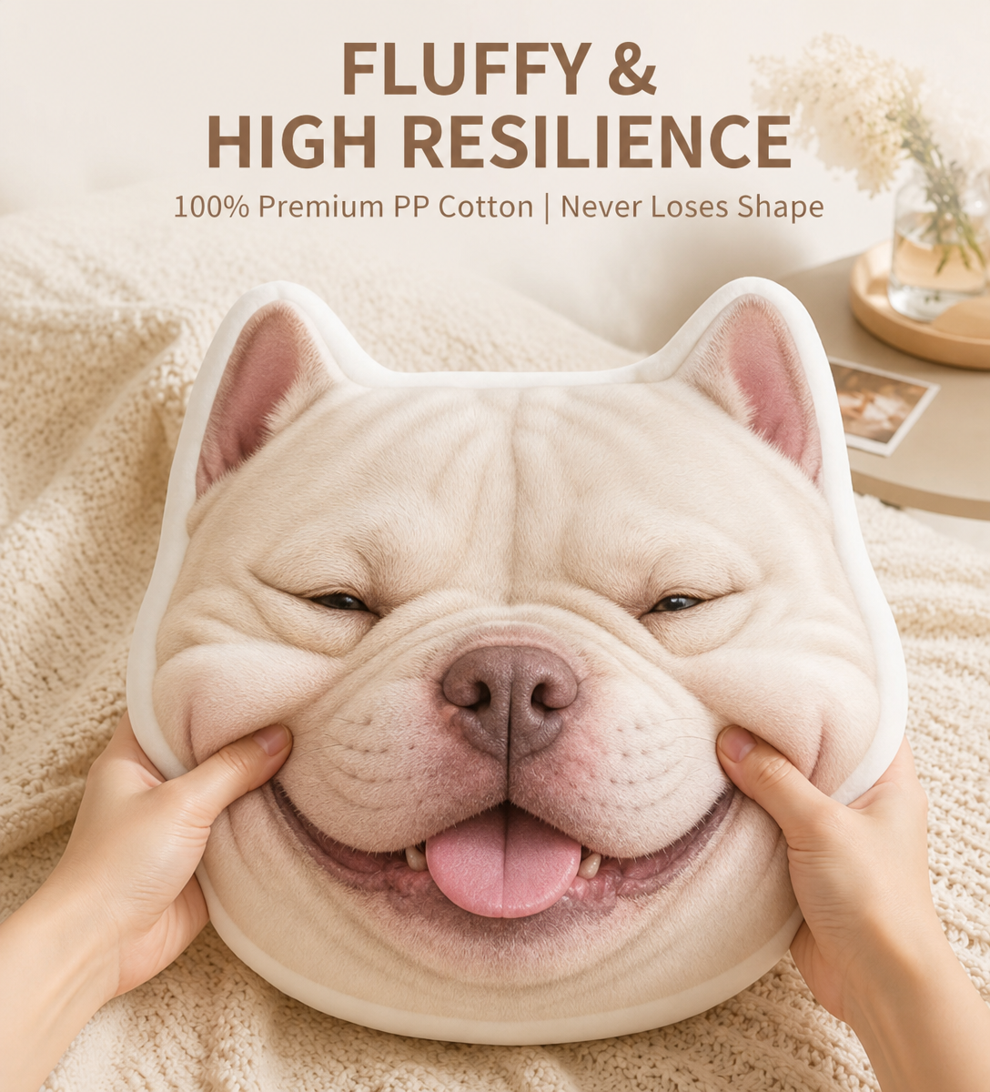 Custom American Bully Face Pillow - Personalized Double-Sided Dog Photo Shaped Plush Cushion for Bully Lovers