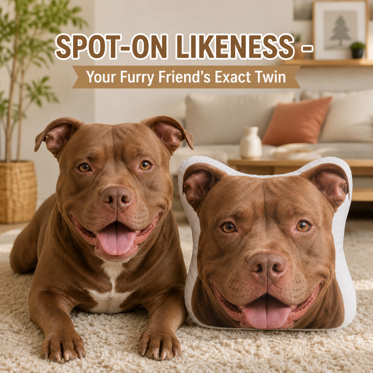 Custom American Bully Face Pillow - Personalized Double-Sided Dog Photo Shaped Plush Cushion for Bully Lovers