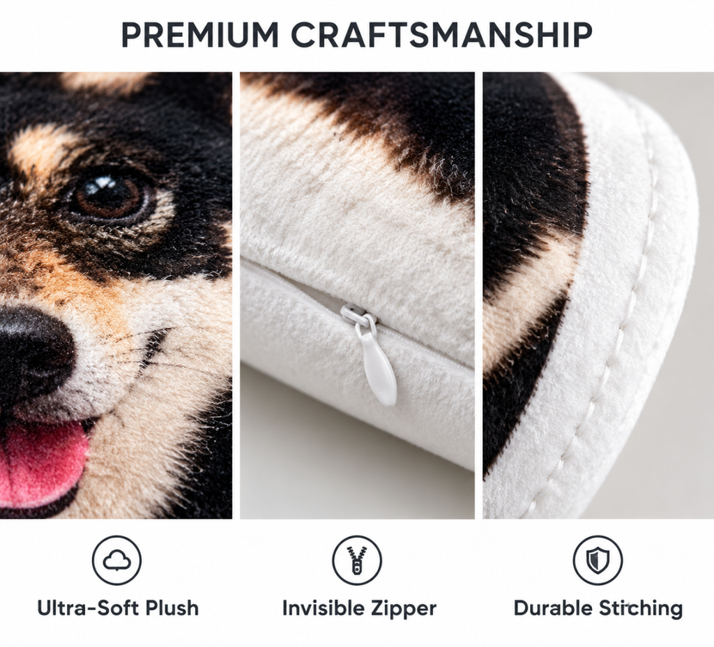 Custom Full-Body Pet Photo Pillow - Personalized Double-Sided Shaped Dog & Cat Plush Cushion for Pet Lovers