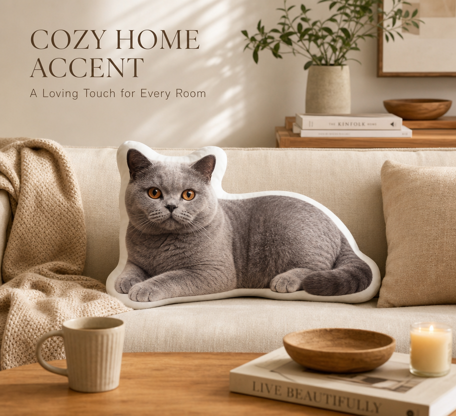 Custom Full-Body Pet Photo Pillow - Personalized Double-Sided Shaped Dog & Cat Plush Cushion for Pet Lovers