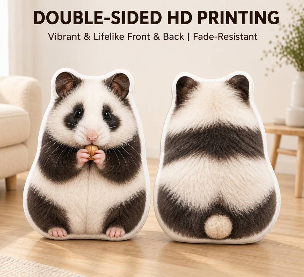 Custom Hamster Photo Pillow - Personalized Double-Sided Shaped Pet Plush Cushion for Hamster Lovers & Small Pet Parents