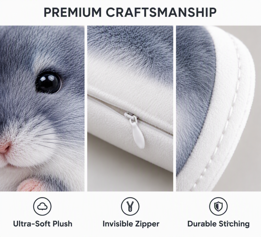 Custom Hamster Photo Pillow - Personalized Double-Sided Shaped Pet Plush Cushion for Hamster Lovers & Small Pet Parents