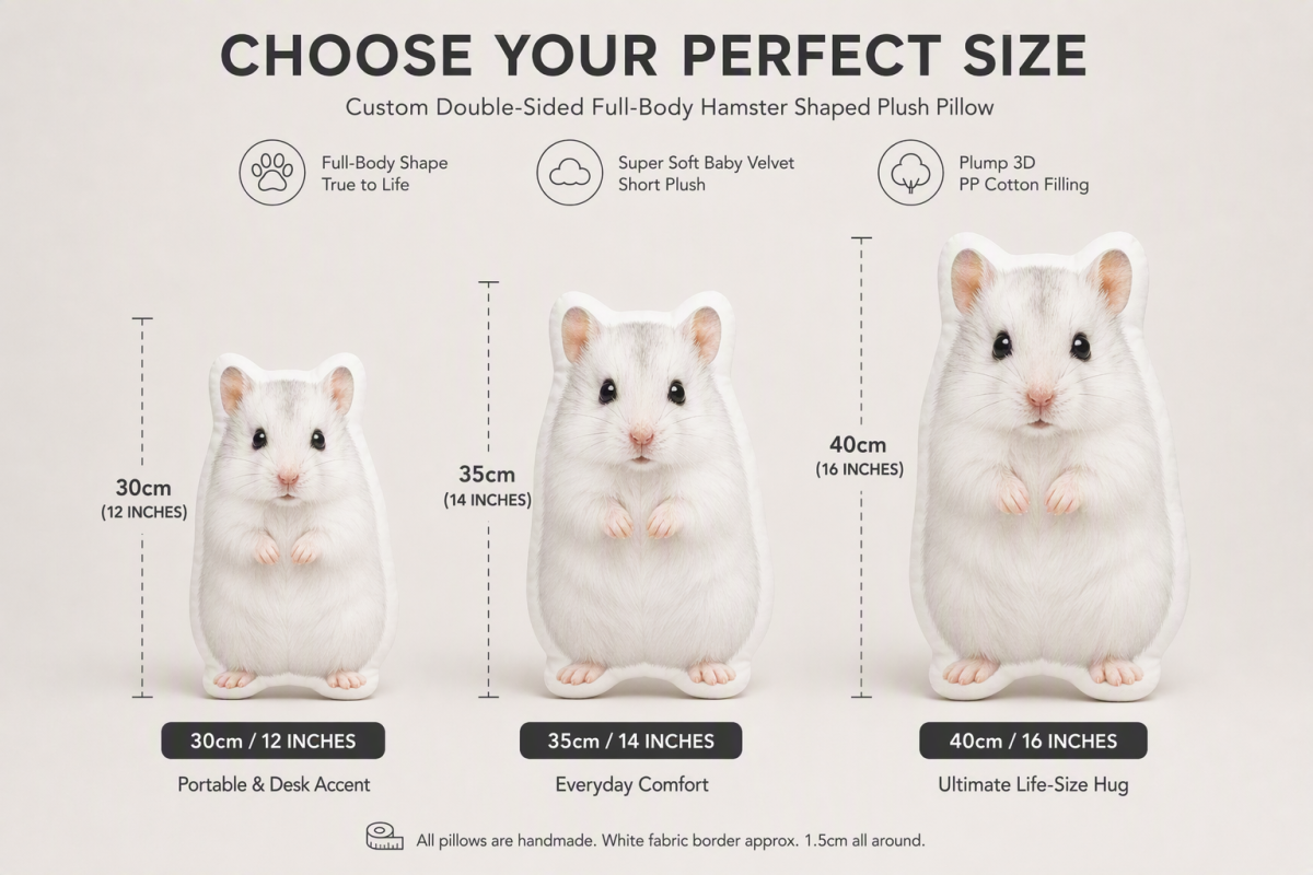 Custom Hamster Photo Pillow - Personalized Double-Sided Shaped Pet Plush Cushion for Hamster Lovers & Small Pet Parents