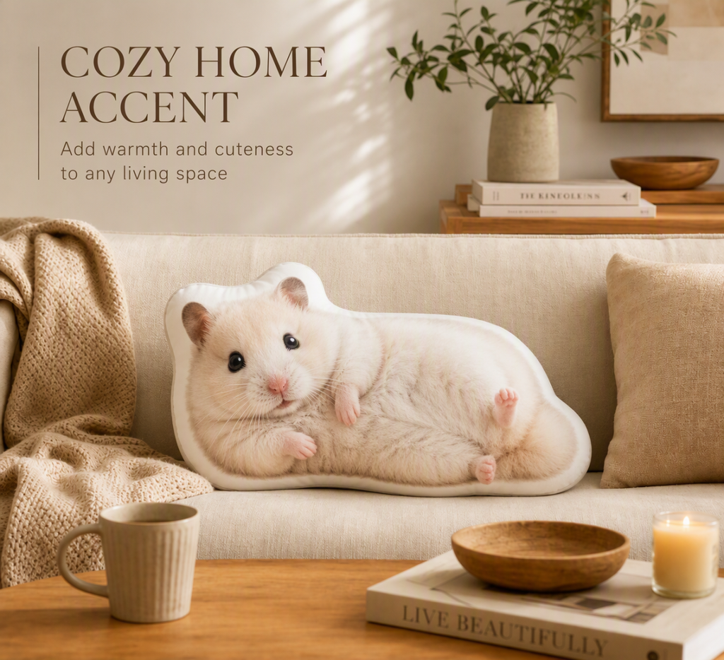 Custom Hamster Photo Pillow - Personalized Double-Sided Shaped Pet Plush Cushion for Hamster Lovers & Small Pet Parents