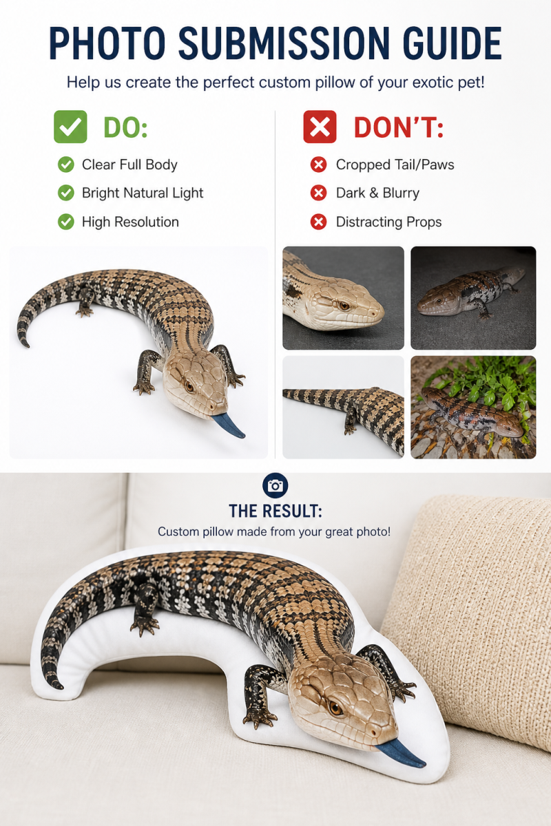 Custom Exotic Pet Photo Pillow - Personalized Double-Sided Shaped Plush Cushion for Reptile, Lizard, Gecko & Snake Lovers